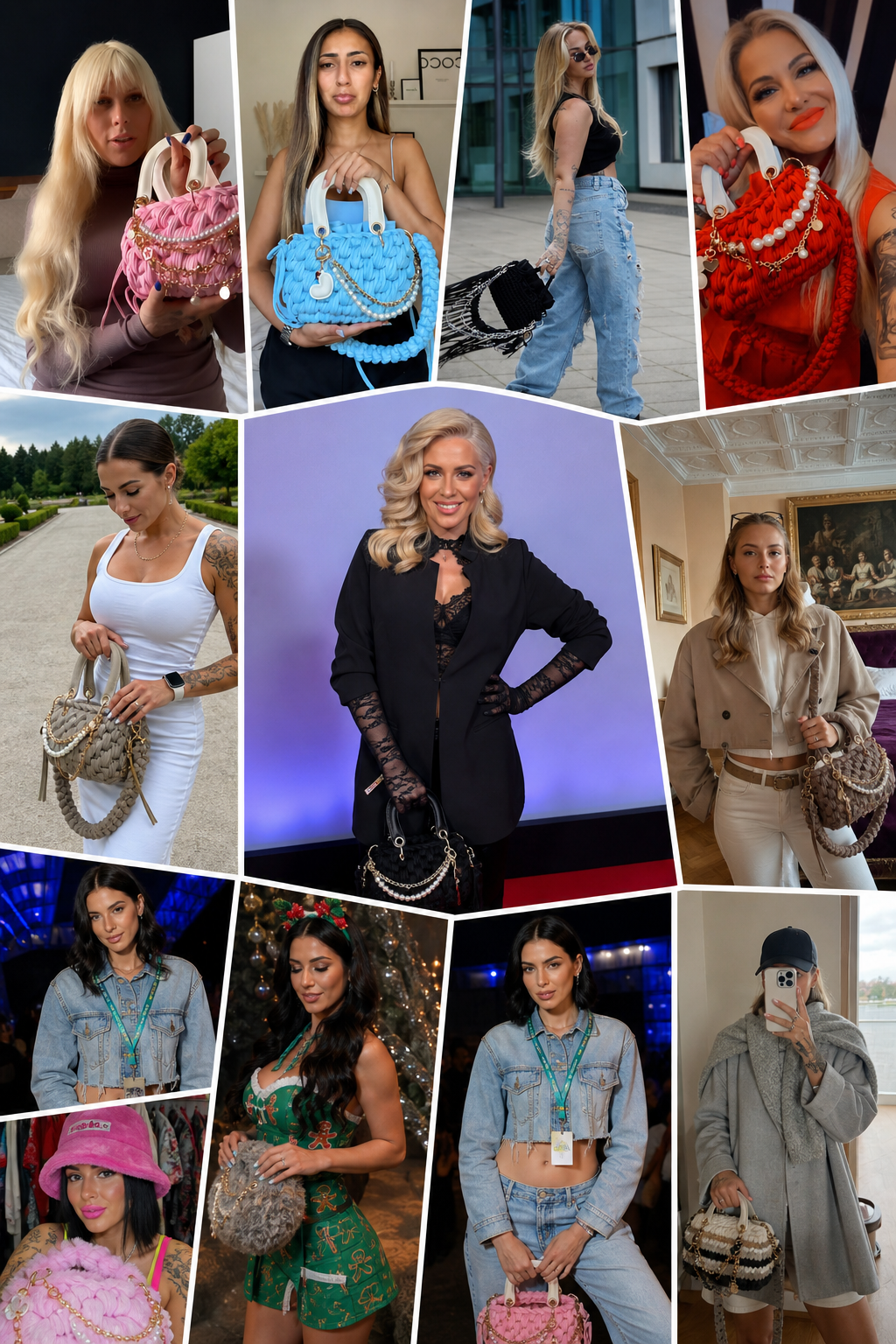 Collage mit Duduhook Taschen getragen von Kundinnen und Creatorinnen